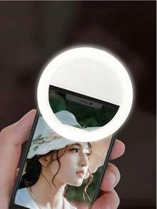 1 件 USB 可充电自拍环形灯 LED，带 3 种亮度模式，包含 USB 充电线，用于增强自拍、夜间摄影、便携式直播补光灯、夹式自拍灯、便携式摄影美颜灯环，适用于暑假、旅行、办公桌、户外活动、三脚架直播、创意摄影手机配件、手机镜头、学校用品、返校 - 彩色 - 查看 2