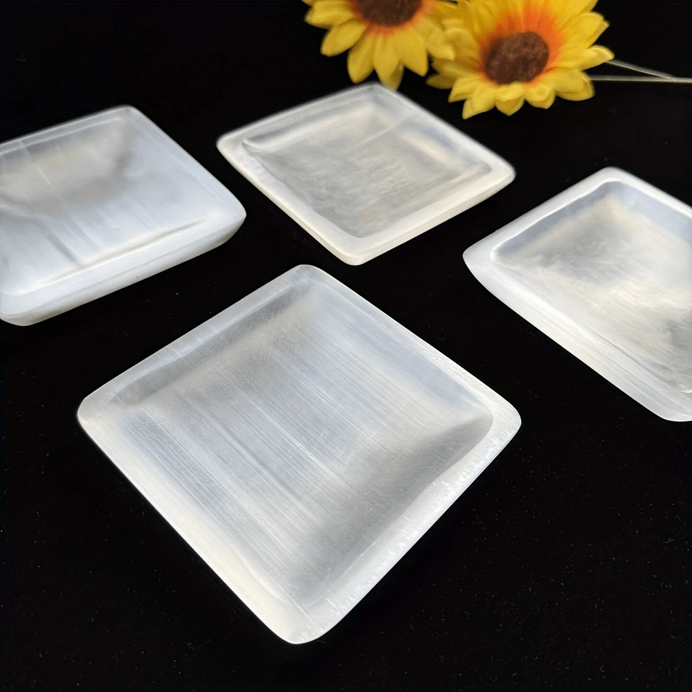 1 件装亚硒酸盐水晶板，天然划痕粗糙边缘，水晶装饰板，水晶礼物，水晶消磁盘