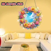 2D FLACH Sondergform Kristall Diamant eingebettetes Kunstwerk Dekor Set, einseitig Kranz Thema Dekorationen, Acryl Heim Dekor Anzeige Schild, Handwerkskunst, Feiertagsgeschenke, geeignet für Schlafzimmer, Büro, Wohnzimmer, Arbeitszimmer