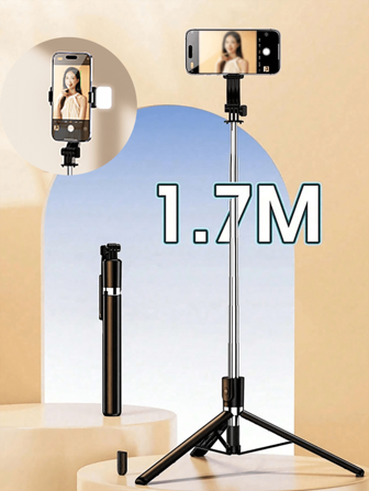 170cm/67inch Selfie Stick Tripod, With Fill Light, Extendable Aluminum Tripod With Bluetooth Remote, Compatible With IPhone And Android Smartphones, Perfect For Travel, Vlog, Video And Photo-With Fill Light For Summer Vacation, Travel, Outdoor Activities, Live Streaming, Stable Recording