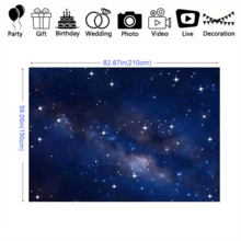 1 pièce, Fond en tissu de ciel étoilé de nuit, fond d'anniversaire de galaxie et d'espace, décoration et peinture de fête thématique d'astronaute et d'espace, bannière d'anniversaire pour homme, toile de fond de photomaton, peinture murale, nappe, rideau