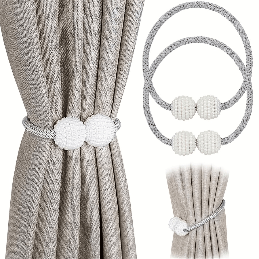 2 Fake Pearl Magnetic Curtain Straps, Curtain Strap Fixed Decorative Rope, Easy To Install Strap Design Suitable For Home And Office Curtain Fixing