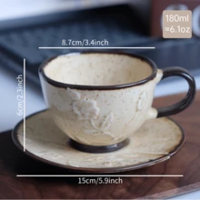 浓缩咖啡杯碟套装，复古风格手工陶瓷杯 150 毫升，重返校园