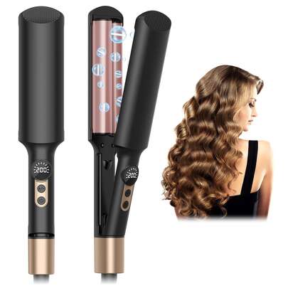 UKLISS Mini Dual Barrel Hair Waver – Compact Curling Tool For Travel, 0.4" Ceramic Crimper, Dual Voltage, 5 Temp Settings