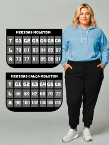 Women's Plus Size  Sweatshirt Set Casual Cold Weather Coat With Hood & Plain Pocket Basic Stylish Winter Tracksuit Long Sleeve Cold Weather Top And Pants - Baby Blue - View 6