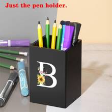 Praktischer acrylischer Stifthalter, Stiftbecher, minimalistischer Stiftehalter mit Namensschrift-Muster, multifunktionaler Schreibtischorganizer, Make-up Pinsel Aufbewahrung, stabile Bürozubehör, modernes Design, Studiendekoration