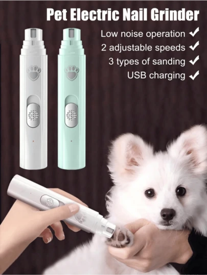 1 件宠物电动指甲磨床，猫狗指甲钳，电动磨锉，金刚石砂轮，3 种磨削模式，耐用，持久，USB 充电，适用于小型/中型/大型宠物，轻松解决宠物指甲问题