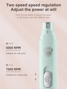 1 件宠物电动指甲磨床，猫狗指甲钳，电动磨锉，金刚石砂轮，3 种磨削模式，耐用，持久，USB 充电，适用于小型/中型/大型宠物，轻松解决宠物指甲问题