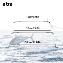 60 件/套 15/20/30 厘米银勺形诱饵前导线，不锈钢耐磨防咬线，海钓鱼竿线，钓鱼连接扣