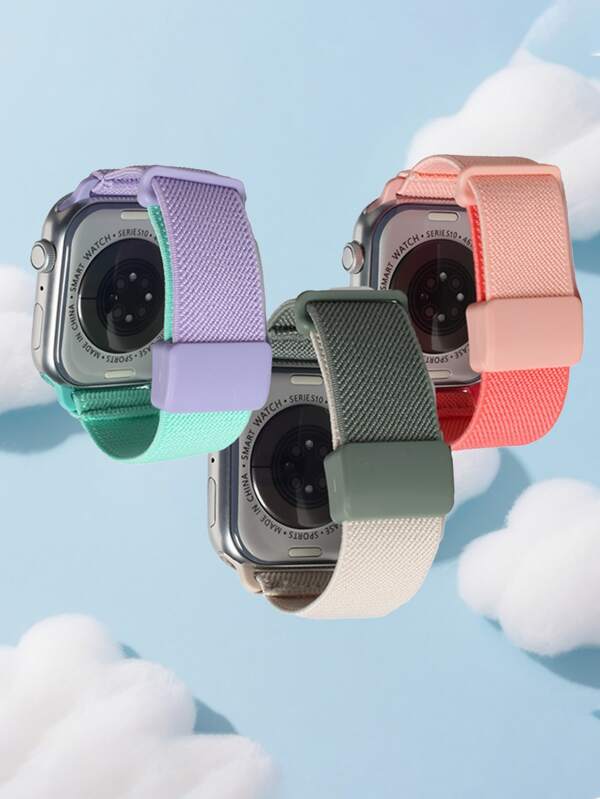 1pc Girls And Boys Nylon Strap Compatible With Apple Watch,Magnetic Strap Nylon Elastic Replacement Kids Watch Band Compatible With Apple Watch Series 10 42mm 46mm, Series 9/8/7 41mm 45mm, Series SE2/SE/6/5/4 40mm 44mm, Series 3/2/1 38mm 42mm,Ultra 2/Ultra 49mm For Woman Man Small Wrist