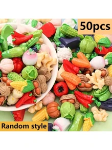 10pcs/30pcs/50pcs Mini Fruit & Vegetable Resin Decor, Pumpkin, Corn, Chili Pepper, Peanut, Ginger Resin Small Models, Tabletop Decoration, Miniature Food Toys, Photography Props, Small Landscape Accents, Home Gifts, Party Favors