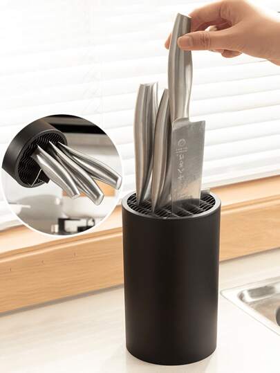 1Pcs Kitchen Knife Organizer, Multifunctional Plastic Insert Knife Holder Household Knife Box Black Premium Sturdy And Durable Drainage And Mildew Resistant Knife Holder