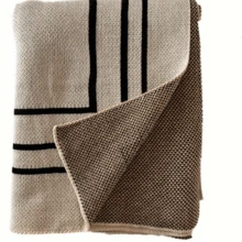 1 件超柔软舒适的斯堪的纳维亚针织盖毯 - 奢华条纹设计，适合所有季节，非常适合办公室午睡、寒冷的夜晚和拥抱 - 轻质丙烯酸材料，易于护理，用途广泛 - 米色 - 查看 6