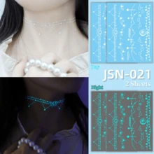 Waterproof Fake Tattoo, Blue Luminous Tattoo Stickers, Foot And Neck Luminous Stickers, Temporary Tattoo, Ins, Y2k Style, High-End Stickers, Lasting 2-5 Days, Music Festival Party Dance Party Holiday Body Decorations, The Best Gift For Family And Friends, Suitable For Neck, Hand And Foot, Etc