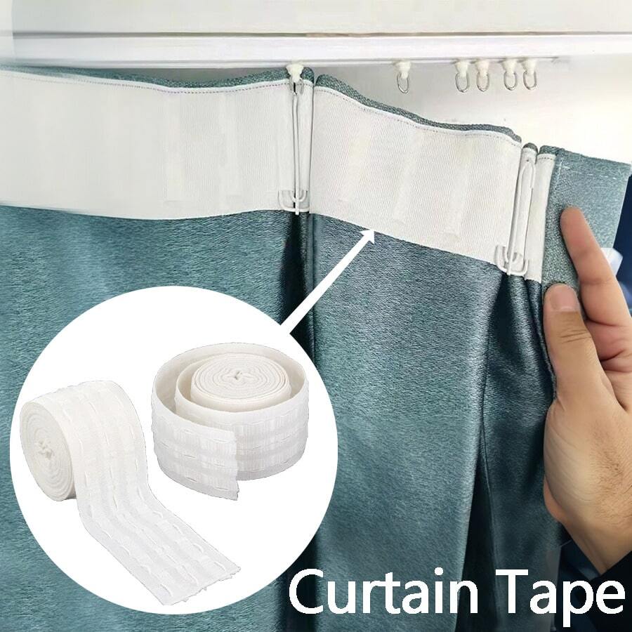 10.9码窗帘头胶带可拆卸褶皱窗帘头胶带适用于浅色窗帘窗帘浴帘头深褶白色胶带门帘