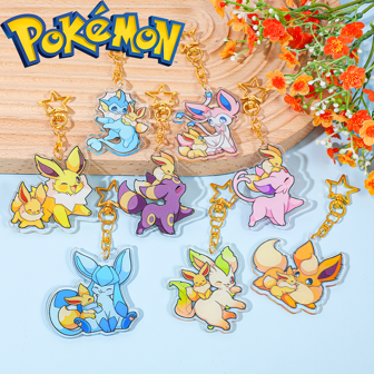 pocket monsters 宝可梦主题亚克力钥匙扣吊坠：多种造型的伊布，设计为拥抱伊布形象吊坠，完美搭配背包配饰。学校背包、汽车配饰、可爱哥特风、Y2K 圣诞礼物创意、包袋配饰、带身份证夹的挂绳、汽车配饰、包袋挂饰