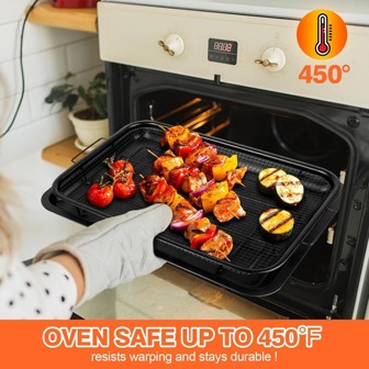 2PCS Stainless Steel Baking Tray + Baking Basket, BBQ Basket & Drip Tray, Outdoor Grill Drip Tray Cooking Tools