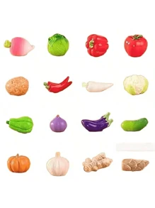 10pcs/30pcs/50pcs Mini Fruit & Vegetable Resin Decor, Pumpkin, Corn, Chili Pepper, Peanut, Ginger Resin Small Models, Tabletop Decoration, Miniature Food Toys, Photography Props, Small Landscape Accents, Home Gifts, Party Favors