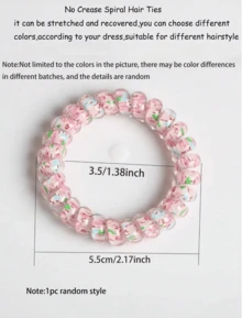 6pcs Women Floral Print Coil Wire Casual Hair Tie For Daily Life Cute Valentine's Day - Hồng - Xem 4