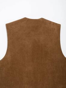 Seelio Spring/Autumn New Women's Embroidered Decoration Fleece Effect Vest