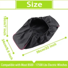 Black Thick Waterproof Soft Winch Dust Capstan Cover 600D Driver Recovery 8000-17500 Lbs Trailer SUV Universal - A - View 6