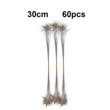 60 件/套 15/20/30 厘米银勺形诱饵前导线，不锈钢耐磨防咬线，海钓鱼竿线，钓鱼连接扣