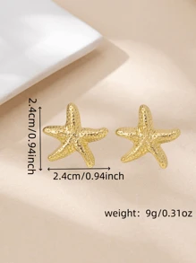 A Pair Of Stylish, Elegant, And Minimalist Golden Ocean-Style Earrings, Designed For Women, Serve As Both A Versatile Accessory For Daily Wear And Beach Vacations, And A Thoughtful Surprise Gift For Girlfriends Or Daughters.