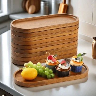 1/2PCS实木托盘，木制托盘，早餐托盘，托盘，食物派对装饰托盘，水果托盘，糖果托盘，寿司托盘，小吃托盘，装饰托盘，多用途实木托盘，适用于家庭聚会，朋友聚会托盘和圣诞聚会