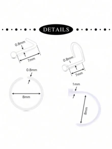 CIZME 20-44pcs Transparent Piercing Fixators, Suitable For Surgery, Including Bionic Nose Rings, Navel Rings, Septum Rings, Eyebrow Rings, Lip Cartilage Rings, Ear Cartilage Rings, Earring Fixators, Industrial Bar Plastic Piercing Jewelry, Suitable For Workplace - Clear - View 3