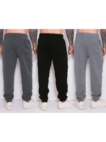 Kit 2 peça de calça moletom com lã masculino 3 cores aleatório 2 peça