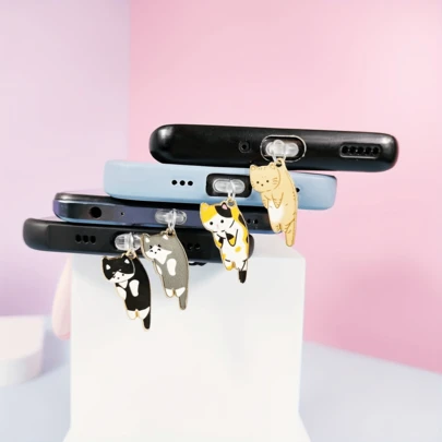 Phích cắm sạc điện thoại di động hình mèo dễ thương Android Apple Type-C Tai nghe mặt dây chuyền chống bụi