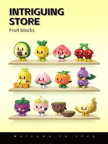 Set de 4213 piezas de bloques de construcción de frutas encantadoras - Aguacate, Sandía, Melocotón, Durian, Cereza, Kiwi, Fresa, Arándano, Rambután, Mangostán, Naranja, Plátano; Bloques de construcción educativos creativos de comida realista para decoración del hogar, regalo de cumpleaños