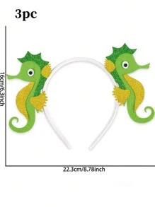 1 pieza Diadema con diseño de animal marino de dibujos animados, tocado del mundo submarino, decoración para fiesta de cumpleaños con diseño de tiburón y delfín, accesorio de cabello lindo
