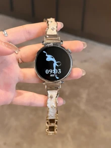 18mm 20mm 22mm Glitter Bracelet Watch Bands Compatible With Samsung Galaxy Watch 6/5/4 40/44mm, Galaxy Watch 5 Pro, Galaxy Active 2, Watch 6/4, GT4/3/2 Pro - Butterfly Buckle, Comfortable, Unisex Design - Gold and White - View 3