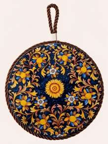 1 Piece/2pcs Ceramic Insulation Mat, Round, Anti Slip, Heat-Resistant Placemat, Perfect Hot Dish Mat, Chic, Daisy Flower, Ceramic Table Mat Heat-Resistant, Easy To Clean Coaster, Can Be Hung And Stored, Nordic Court Style, Retro Style, High-End Sensory Dish, Clay Pot Heat-Resistant, Table Mat