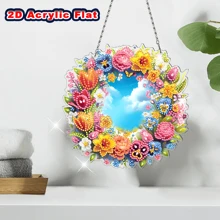 2D FLACH Sondergform Kristall Diamant eingebettetes Kunstwerk Dekor Set, einseitig Kranz Thema Dekorationen, Acryl Heim Dekor Anzeige Schild, Handwerkskunst, Feiertagsgeschenke, geeignet für Schlafzimmer, Büro, Wohnzimmer, Arbeitszimmer
