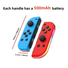 6轴无线Joy-Con游戏手柄，兼容Switch/Switch OLED，500mAh电池，带RGB灯光和双重震动，Switch游戏手柄 - 彩色 - 查看 3