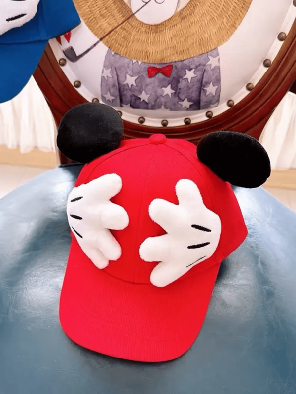 Disney 1 pieza Gorra de béisbol de Disney, diseño de orejas negras y mano blanca - Hebilla ajustable, poliéster ligero, sombrero casual de sol, para graduación o atuendo casual (54-59 cm)