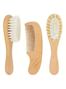 3PCS-Personalized Baby Hair Brush Shower Gift | Customized Engraved Baby Brush | Newborn Keepsake - Wooden Material - For Baby Boy & Girl - Suitable For Daily Use & Special Occasions - Perfect Gift For New Moms Back To School,Multi-Functional,Ornamental,Letter,Stylish,Modern,Colorful,Cute,Adorable,Casual,Custom,Personalised,Unique,Customized,Ideal Gifts For Him,Ideal Gifts For Her