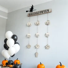 Halloween Hanging String, Birthday Decor, Handmade Faux Wood Material, Door Frame Decor, Suitable For Garden Party Decor, Perfect Holiday Decor Listing, Suitable For Porch And Living Room, Ghost Theme Door Decor, Teacher Gifts, Gifts For Friends, Party Decor, Holiday Delivery, Wedding Accessories