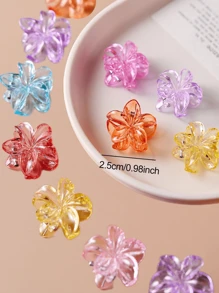 20pcs Cute Mini Hair Claw In Macaron Colors - Transparent Small Hair Gripper For Daily Use Fashion Hair Accessories Flower Claw Clips Elegant Hair Clip