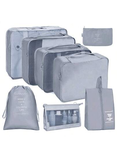 8-Piece Set Travel Packing Cubes, Suitcase Luggage Organizer Bag, Clothes Storage Bag With Shoes Bagtravel Essentials Travel Accessories Travel Bag For Vacation Holiday Back To School School Stuff Dorm Room Essentials College