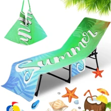 1pc Quick-Dry Ultra-Fine Fiber Beach Chair Cover With Pocket - Modern Design, Perfect For Pool And Travel Essentials, Gift For Yourself, Friends And Family, Holiday Gift Beach Essentials - Multicolor - View 16