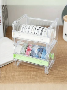 1 Stück Multifarbiger vielseitiger Bürobedarf Tapetenspender, Bandschneider, Tape Organizer, magnetische Tape Aufbewahrungsbox, Schreibtischorganizer, Schulmaterial, Rückkehr zur Schule