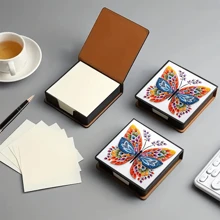 Scatola adesiva per note con motivo artistico elegante, senza diamanti, adatta per conservare note e decorazione da scrivania. Le note adesive includono 160 pagine con firma, ideali per la cancelleria quotidiana per registrare idee, compiti, ecc.