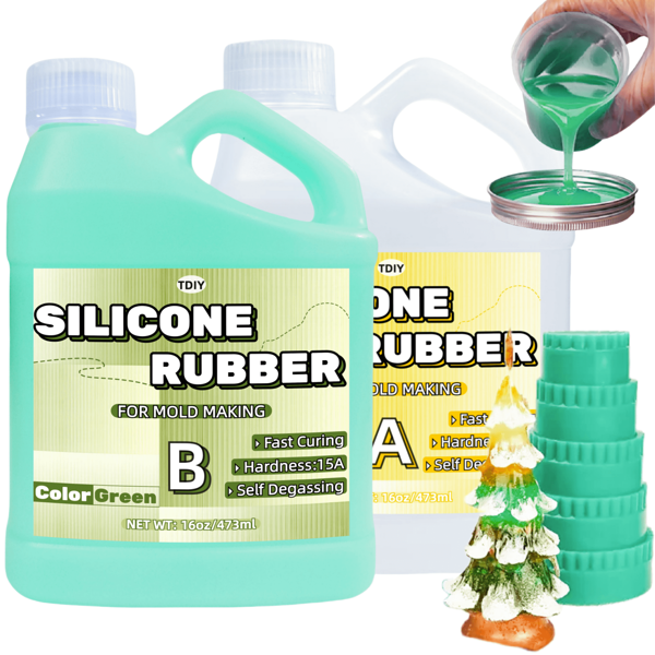 Shore 15A Forest Green Silicone Kit | Fast-Cure Mold Rubber For Handmade Soap, Resin Jewelry | Low-Odor, Skin-Friendly | 946ml Reusable Molds