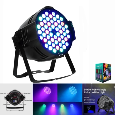 Luces De Escenario RGB 54x3W Par LED Activadas Por Sonido, Multicolor Para Discoteca, Audio Ritmico Control DMX-512 Multimodos, Para DJ, Club Y Fiestas