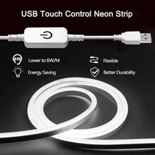 1M/2M/3M/4M/5M Luz de Tira de LED Neon USB 5V, Fita Neon Flexível à Prova d'Água para Canto, Armário, Decoração Doméstica, Lâmpada de Leitura, Luz de Espelho, Quarto, Iluminação de Bottom da TV
