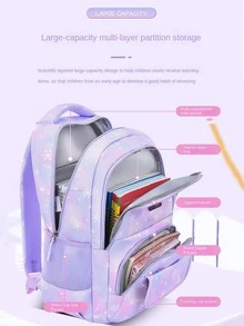 3 件套钻石雪花印花涤纶学校背包，带午餐盒和铅笔盒，大容量多隔层设计，可调节肩带，防水耐用面料，拉链开合，后行李带，适合学校和户外，返校礼物