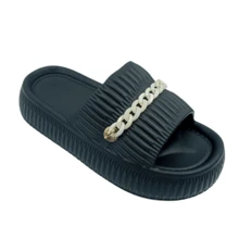 Sandalia Casual  Mujer Cadena y moda - Negro - Ver 3